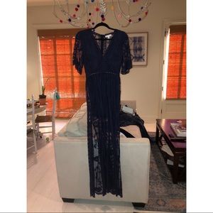 Socialite Overlay Romper Navy